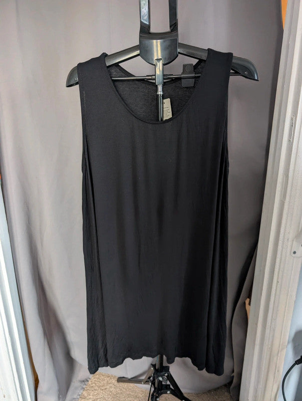 Italy Moda Black Sleeveless Tunic Dress Oversized Lagenlook One Size