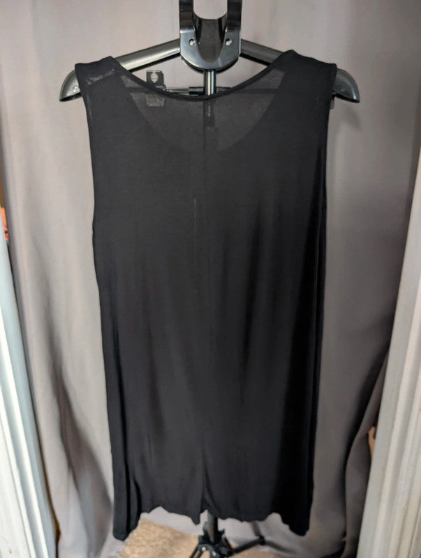 Italy Moda Black Sleeveless Tunic Dress Oversized Lagenlook One Size