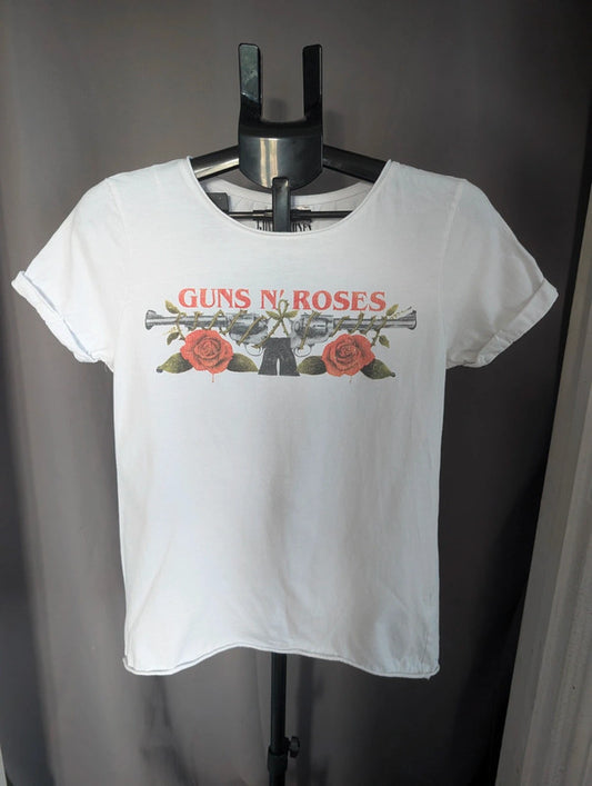 HandM Guns N Roses White Graphic T-Shirt Band Merch Size XS