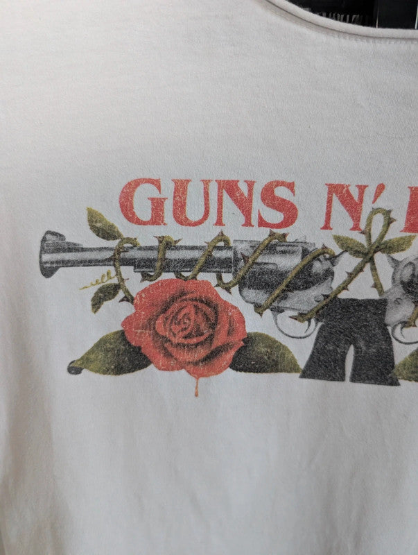 HandM Guns N Roses White Graphic T-Shirt Band Merch Size XS