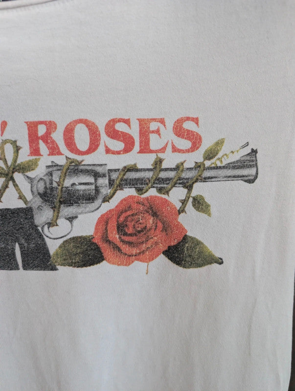 HandM Guns N Roses White Graphic T-Shirt Band Merch Size XS