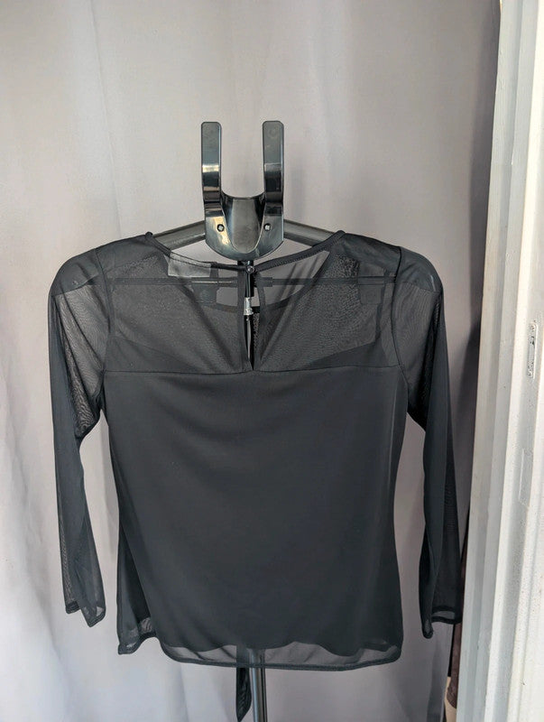 Wallis Black Embellished Mesh Top Size 12 Goth Whimsigoth Going Out