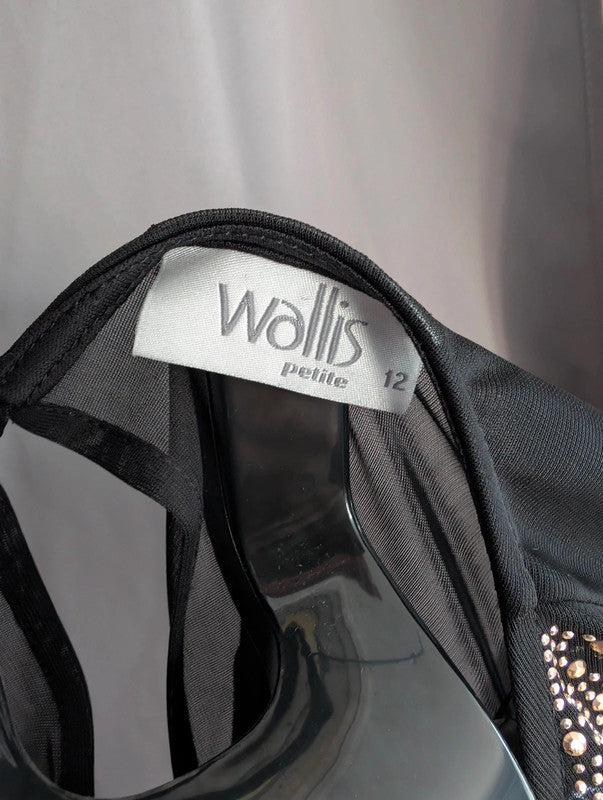 Wallis Black Embellished Mesh Top Size 12 Goth Whimsigoth Going Out