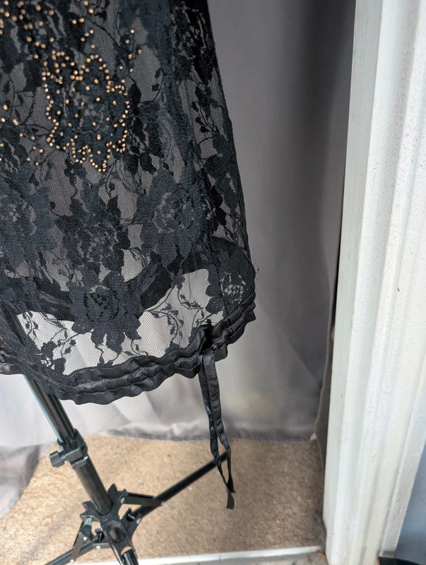 Next Black Lace Beaded Top Size 18 Whimsigoth Gothic Sheer Blouse