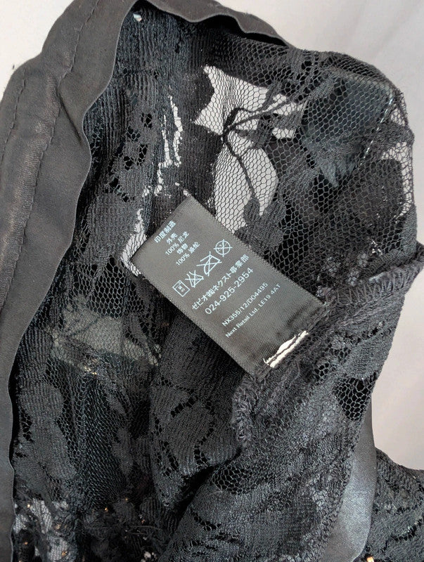 Next Black Lace Beaded Top Size 18 Whimsigoth Gothic Sheer Blouse