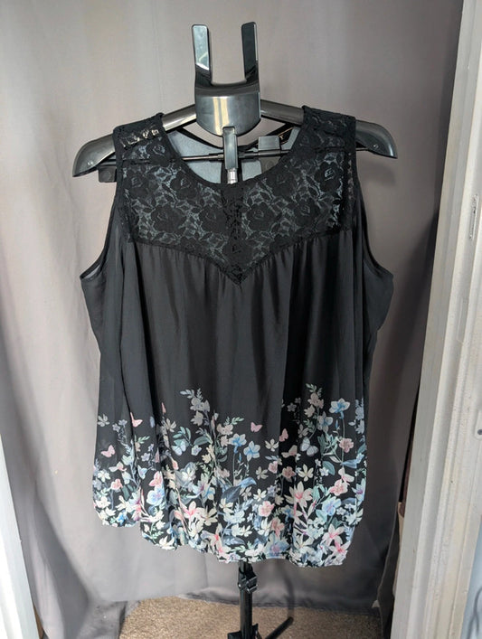 Lipsy Black Floral Cold Shoulder Lace Top Size 18 Whimsigoth Blouse