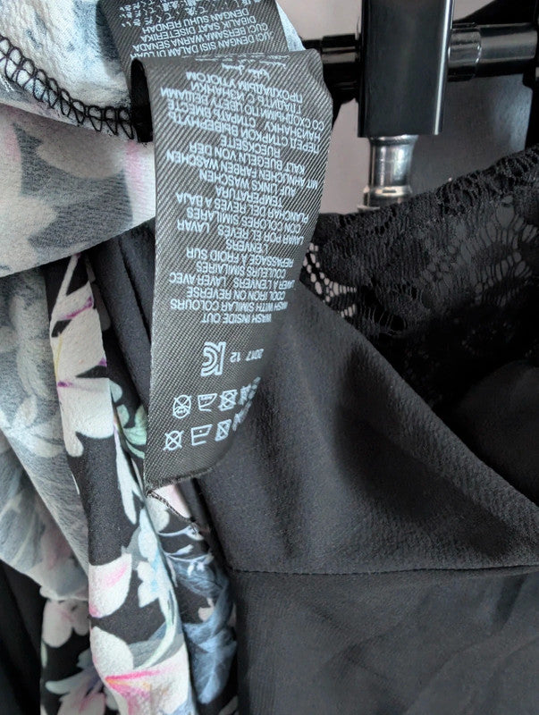 Lipsy Black Floral Cold Shoulder Lace Top Size 18 Whimsigoth Blouse