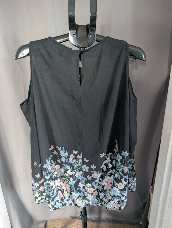 Lipsy Black Floral Cold Shoulder Lace Top Size 18 Whimsigoth Blouse