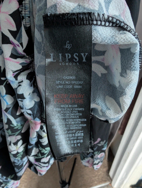 Lipsy Black Floral Cold Shoulder Lace Top Size 18 Whimsigoth Blouse