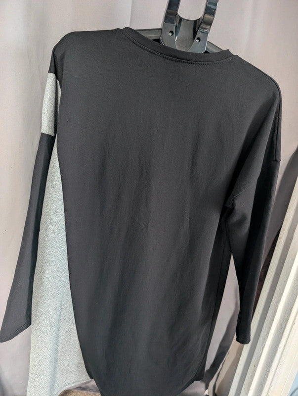 New Collection Black Grey Asymmetric Graphic Tunic Dress Oversized Grunge