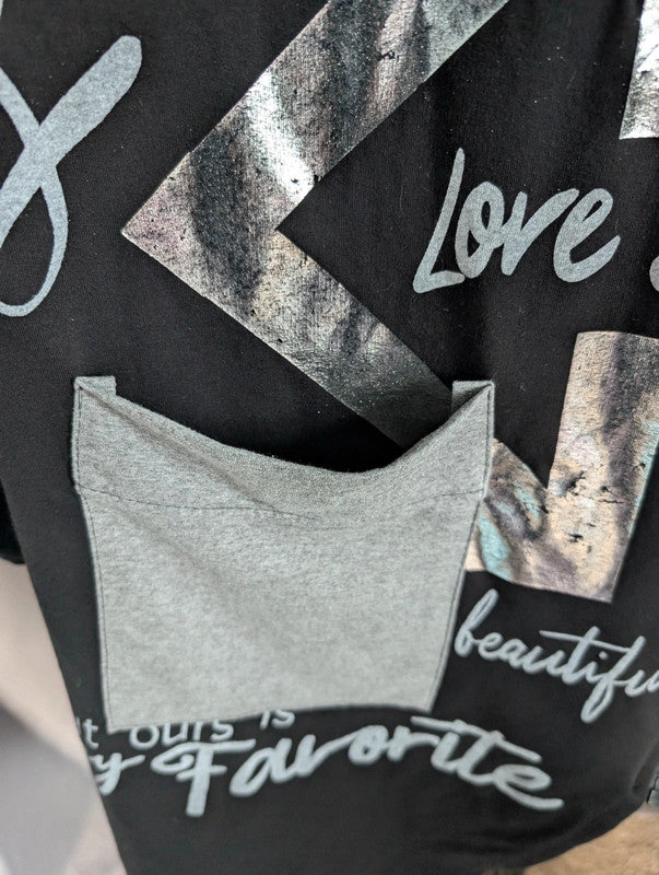 New Collection Black Grey Asymmetric Graphic Tunic Dress Oversized Grunge