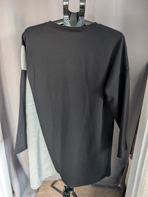 New Collection Black Grey Asymmetric Graphic Tunic Dress Oversized Grunge