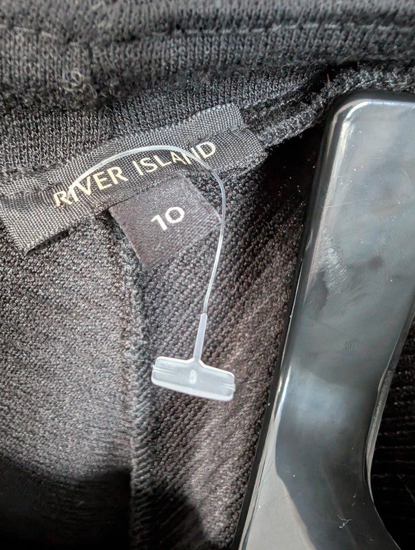 River Island Black Cut Out Dress UK 10 Whimsigoth Ribbed Bodycon Mini