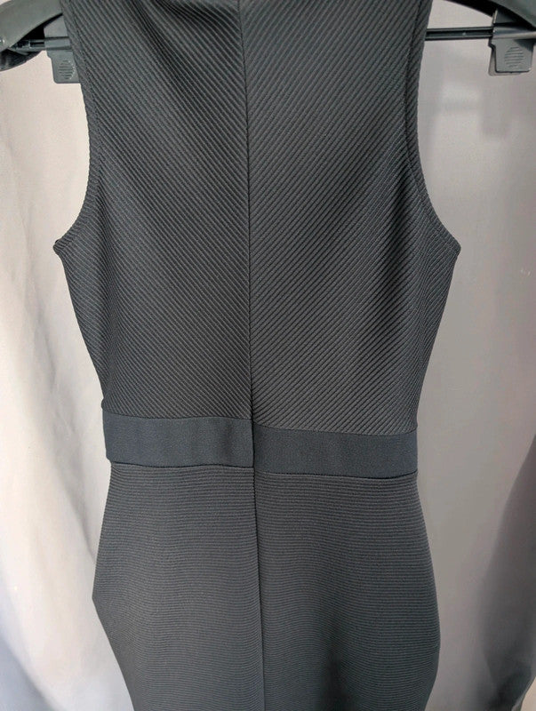 River Island Black Cut Out Dress UK 10 Whimsigoth Ribbed Bodycon Mini