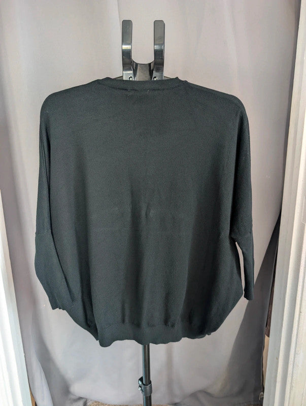 Moëwy Black Heart Cut Out Jumper One Size Whimsigoth Diamante Poncho Sweater