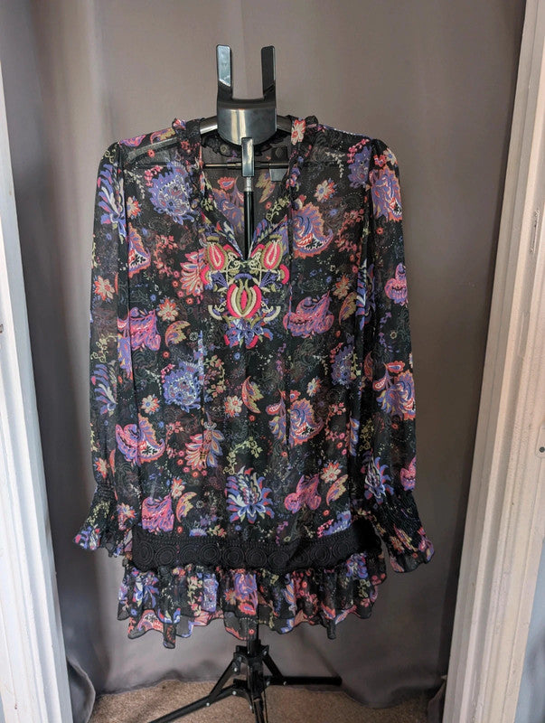 George Boho Paisley Tunic Top Size 20