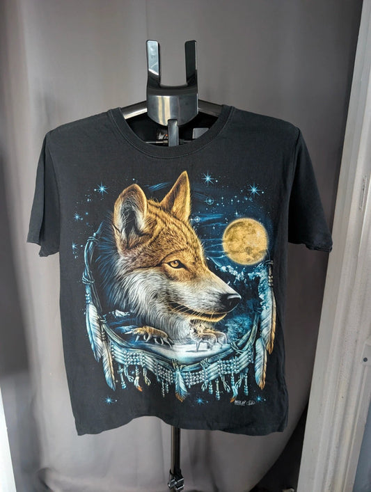 Wild Wolf Dreamcatcher Graphic T Shirt Size M