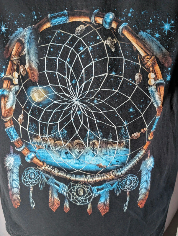 Wild Wolf Dreamcatcher Graphic T Shirt Size M