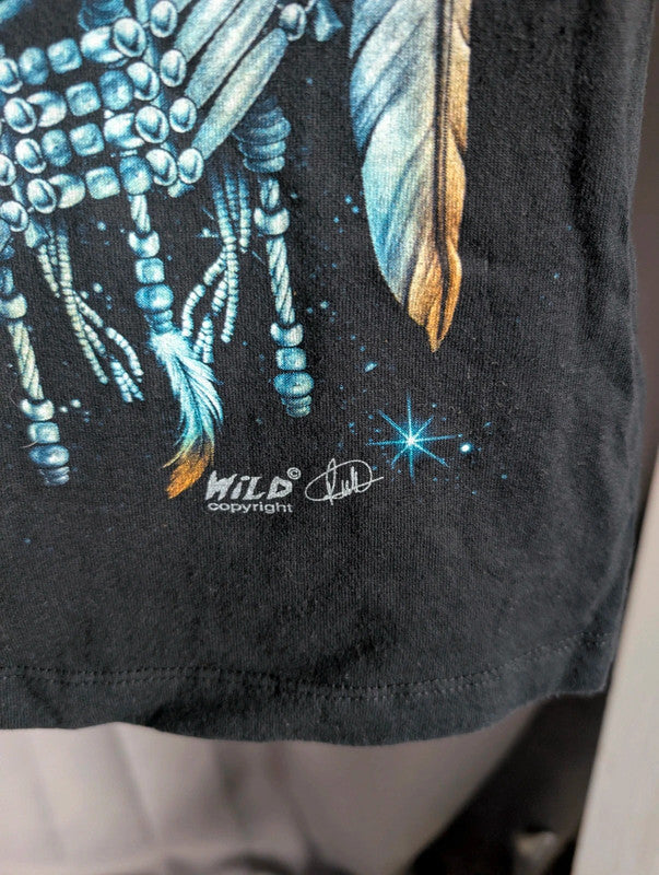 Wild Wolf Dreamcatcher Graphic T Shirt Size M