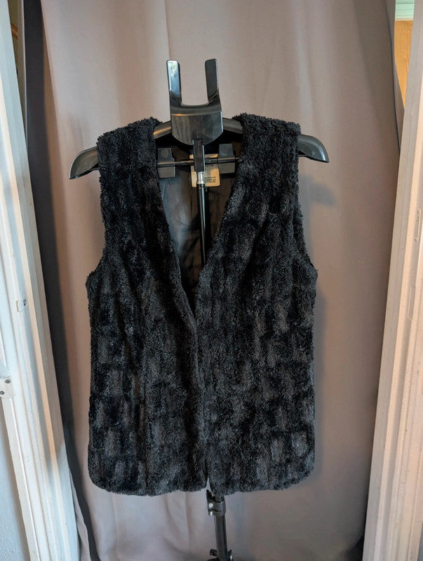 Next Faux Fur Black Gilet 14 Soft Fluffy Body Warmer Winter Waistcoat Party
