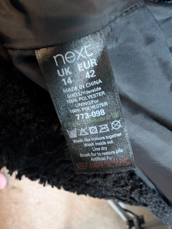 Next Faux Fur Black Gilet 14 Soft Fluffy Body Warmer Winter Waistcoat Party