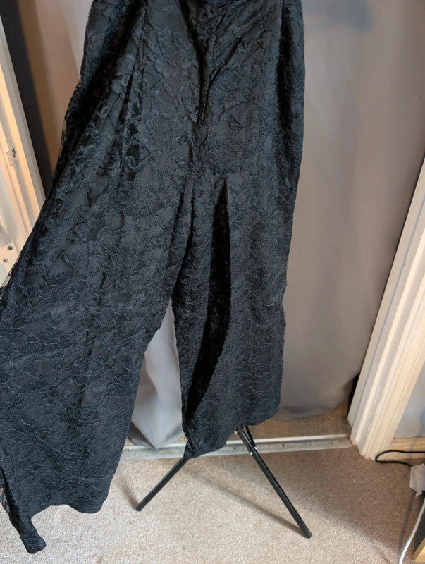 Petite Principles Black Lace Trousers 10 Wide Leg Vintage Goth Evening Smart