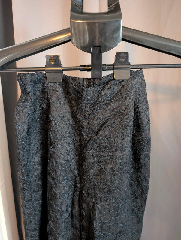 Petite Principles Black Lace Trousers 10 Wide Leg Vintage Goth Evening Smart