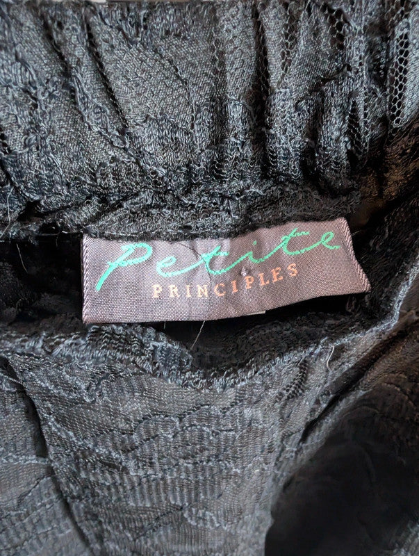 Petite Principles Black Lace Trousers 10 Wide Leg Vintage Goth Evening Smart