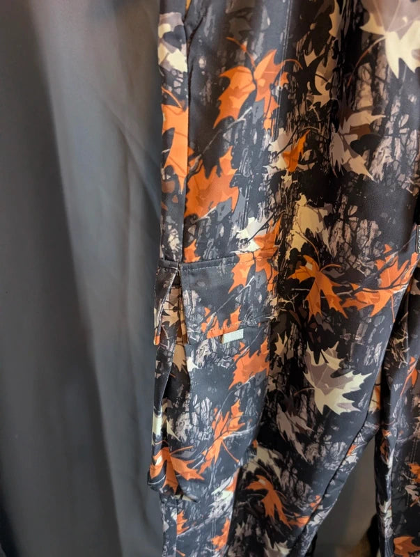 Orange Camo Cargo Trousers S Leaf Print Combat Pants Streetwear Gorpcore