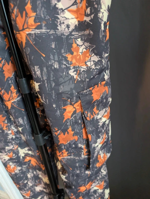 Orange Camo Cargo Trousers S Leaf Print Combat Pants Streetwear Gorpcore