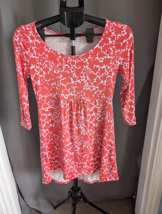 Boden Coral Pink Floral Tunic Dress UK 12 Smock Babydoll Jersey