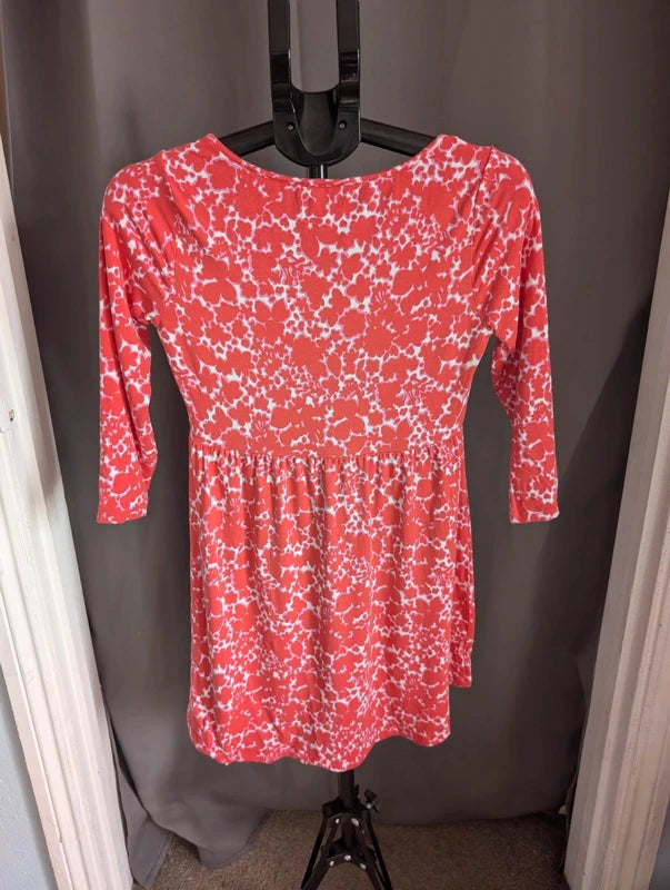 Boden Coral Pink Floral Tunic Dress UK 12 Smock Babydoll Jersey