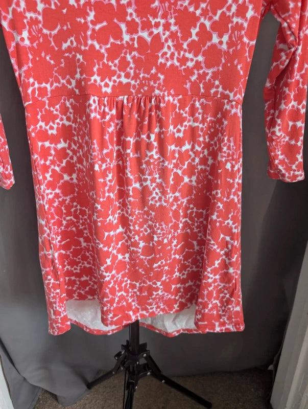 Boden Coral Pink Floral Tunic Dress UK 12 Smock Babydoll Jersey