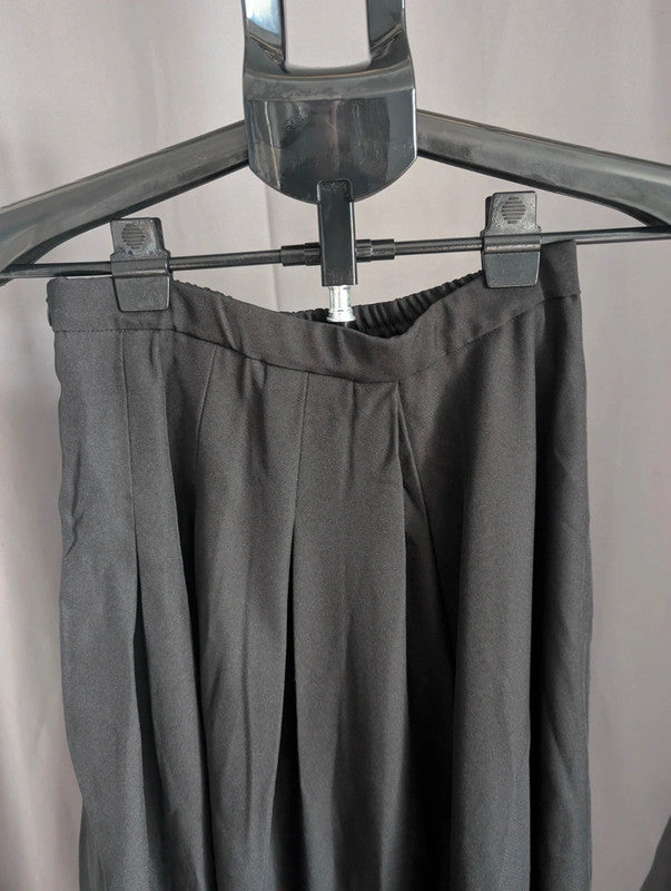 Lapa Black Pleated Midi Skirt Medium UK 10 Gothic Dark Academia A Line
