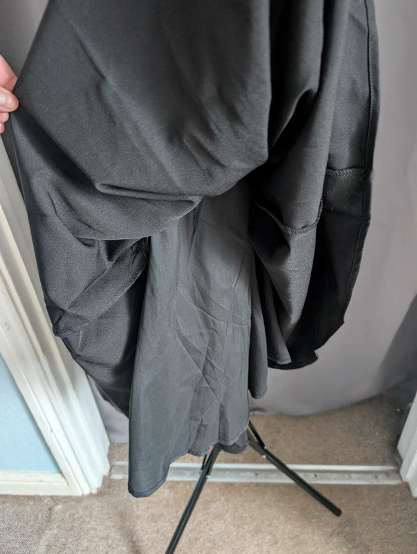 Lapa Black Pleated Midi Skirt Medium UK 10 Gothic Dark Academia A Line