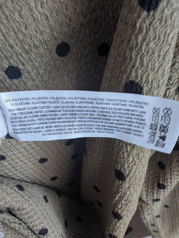 Primark Khaki Olive Polka Dot Smock Dress XL UK 18 20 Ruffle V Neck