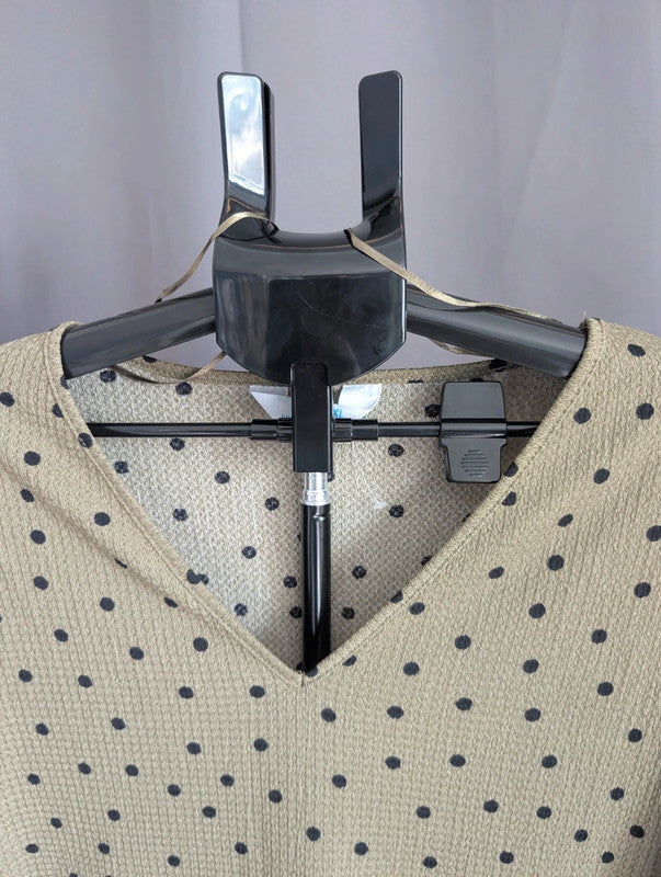 Primark Khaki Olive Polka Dot Smock Dress XL UK 18 20 Ruffle V Neck