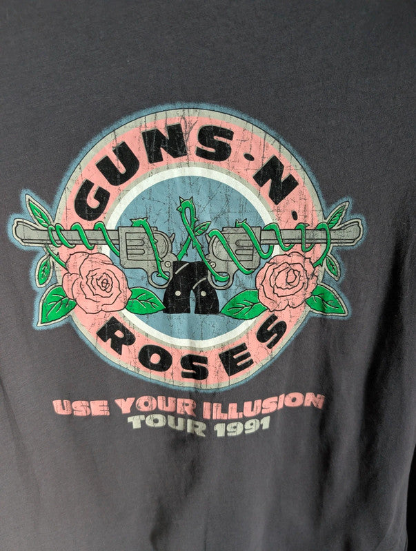 Guns N Roses T Shirt 12 Grey Use Your Illusion Tour 1991 Band Graphic Tee