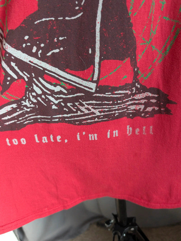 Seether T Shirt L Red Grim Reaper Too Late Im In Hell Graphic Band Tee Top