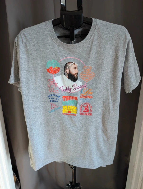 Casual Classics Teddy Swims L Grey Lose Control Lyrics Concert Graphic Tee Top