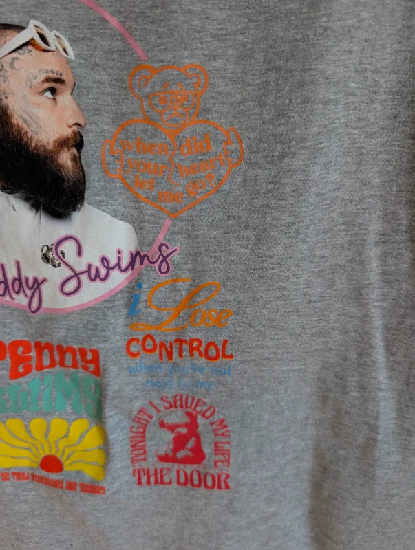 Casual Classics Teddy Swims L Grey Lose Control Lyrics Concert Graphic Tee Top