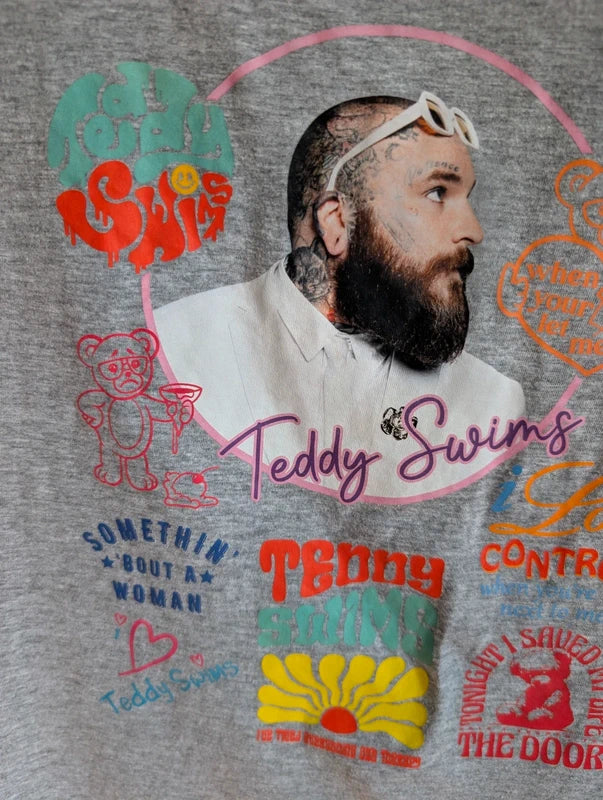 Casual Classics Teddy Swims L Grey Lose Control Lyrics Concert Graphic Tee Top