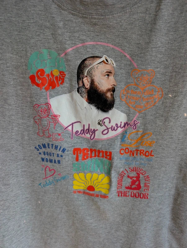 Casual Classics Teddy Swims L Grey Lose Control Lyrics Concert Graphic Tee Top