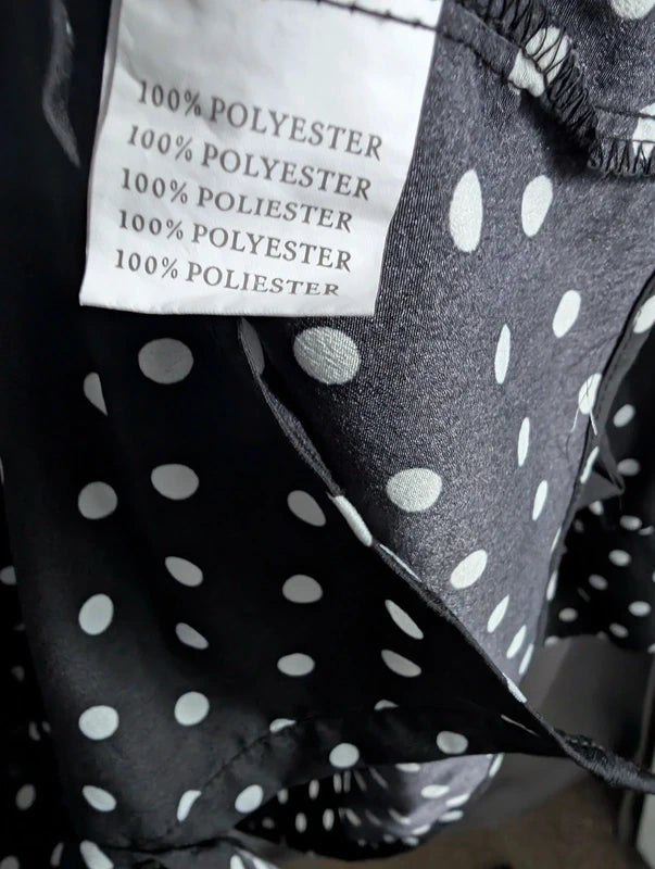 Voyelles Blouse S Black Polka Dot Ruffle High Neck Button Shirt Tunic Top
