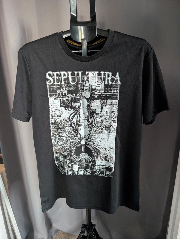 Sepultura Chaos A.D. Heavy Metal Band Jersey T-Shirt Black Large L Thrash