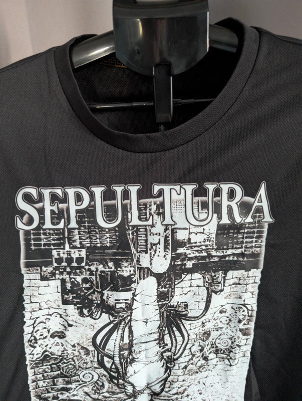Sepultura Chaos A.D. Heavy Metal Band Jersey T-Shirt Black Large L Thrash