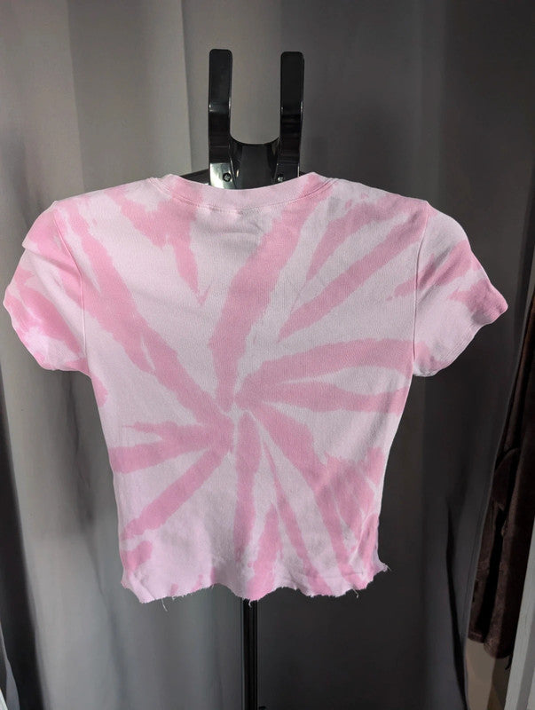 The Rolling Stones Band T Shirt Pink Tie Dye Crop Top H&M Divided Small Tee