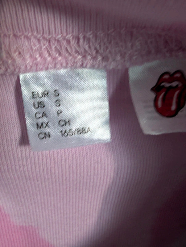 The Rolling Stones Band T Shirt Pink Tie Dye Crop Top H&M Divided Small Tee