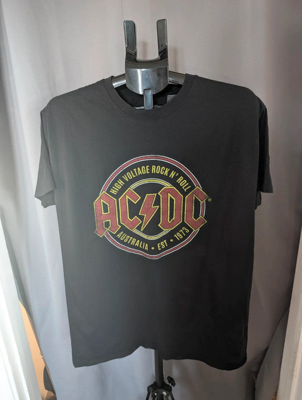 Official AC/DC High Voltage Rock Band Graphic T Shirt Black Large L 14 16