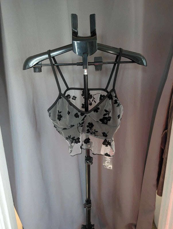 Gothic Grunge Crop Tops Bundle Black Mesh Tribal Butterfly Cross Cami Set UK 12 16